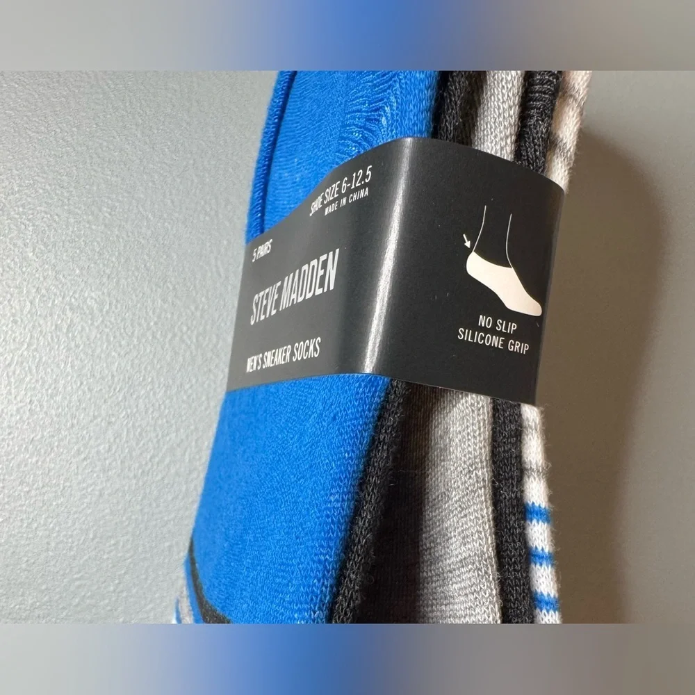 Steve Madden Striped Blue Men's sneaker Socks 5 pack